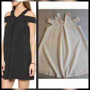 Rachel Zoe White Weston Cold Shoulder Trapeze Front Pleat Swing Dress